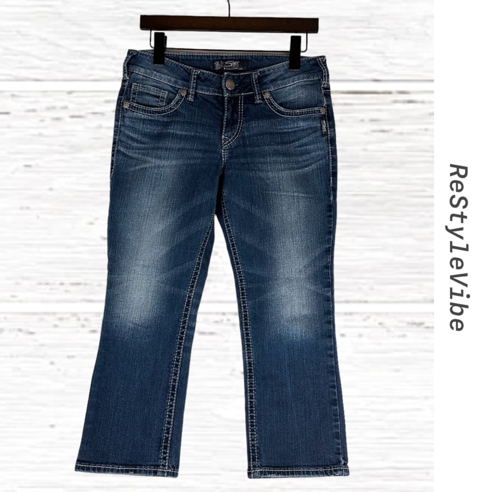 SILVER JEANS Women’s Size 28/L22.5 Denim Suki Mid Capri Style Fit Stretch Crop